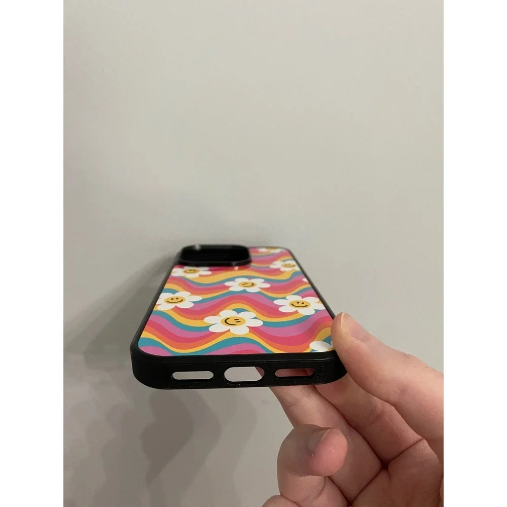 iPhone Case Unisex 14 Pro Multicolor Retro Wavy Daisy Smiley Face Groovy Cover